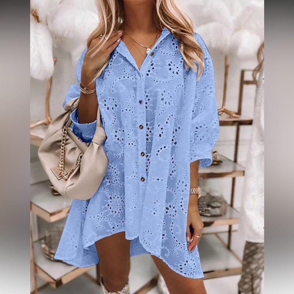 White Eyelet Tunic Dress - Picture 10 of 14